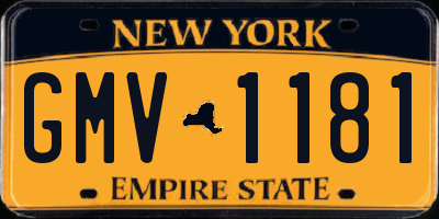 NY license plate GMV1181