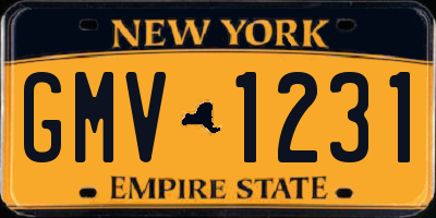 NY license plate GMV1231