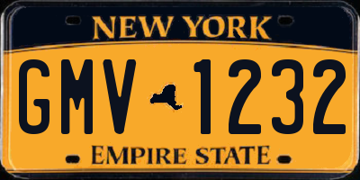 NY license plate GMV1232