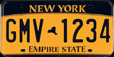 NY license plate GMV1234