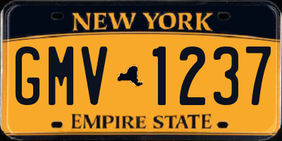 NY license plate GMV1237