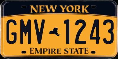 NY license plate GMV1243