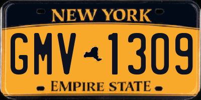 NY license plate GMV1309