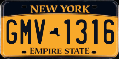 NY license plate GMV1316