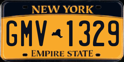NY license plate GMV1329