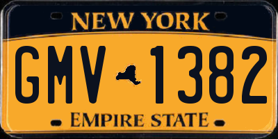 NY license plate GMV1382