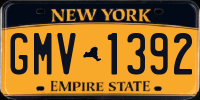 NY license plate GMV1392