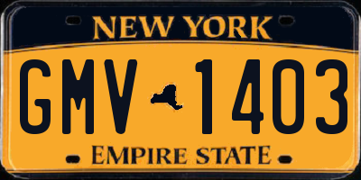 NY license plate GMV1403