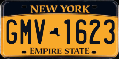 NY license plate GMV1623