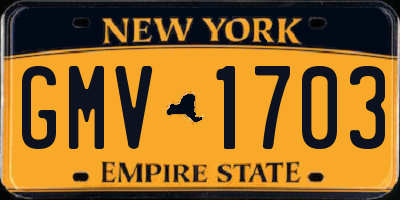 NY license plate GMV1703