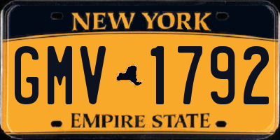 NY license plate GMV1792