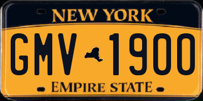 NY license plate GMV1900