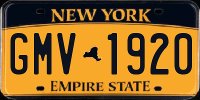 NY license plate GMV1920