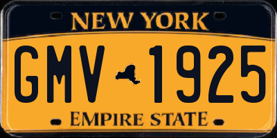 NY license plate GMV1925