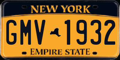 NY license plate GMV1932