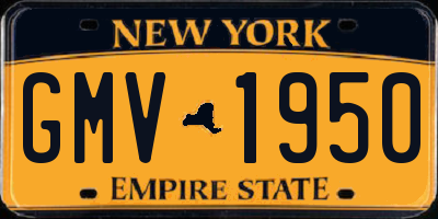 NY license plate GMV1950