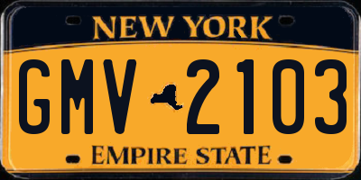 NY license plate GMV2103
