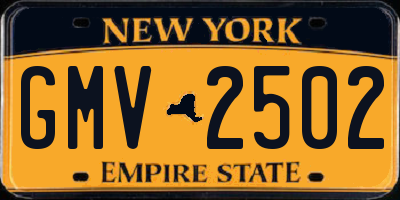 NY license plate GMV2502