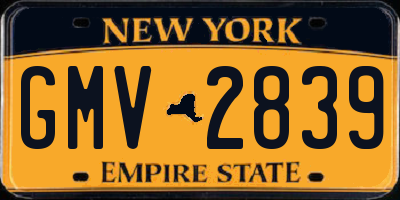NY license plate GMV2839