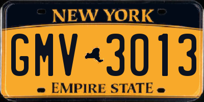 NY license plate GMV3013