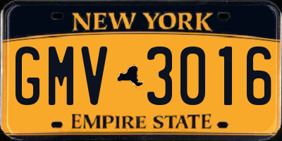 NY license plate GMV3016