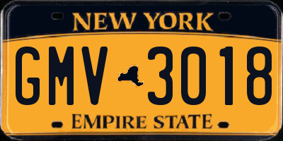 NY license plate GMV3018