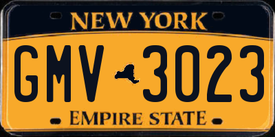 NY license plate GMV3023