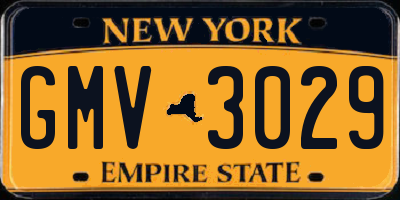 NY license plate GMV3029