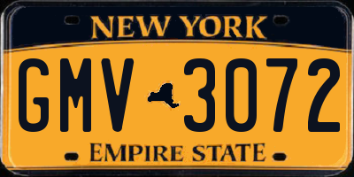 NY license plate GMV3072