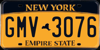 NY license plate GMV3076