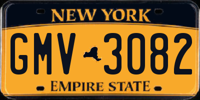NY license plate GMV3082