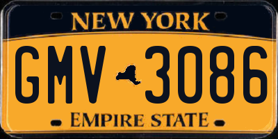 NY license plate GMV3086