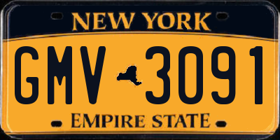 NY license plate GMV3091