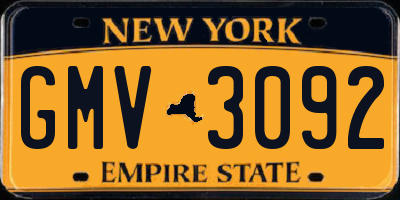 NY license plate GMV3092