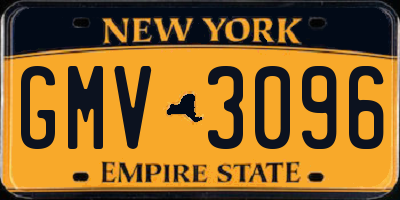 NY license plate GMV3096