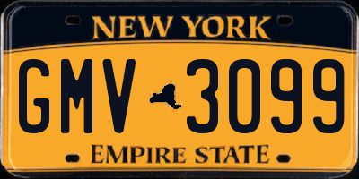 NY license plate GMV3099