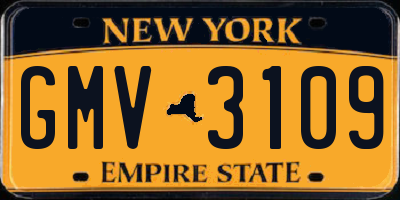 NY license plate GMV3109