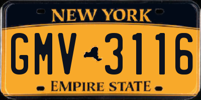 NY license plate GMV3116