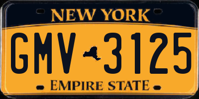 NY license plate GMV3125