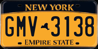 NY license plate GMV3138