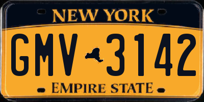 NY license plate GMV3142