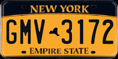 NY license plate GMV3172