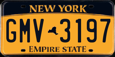 NY license plate GMV3197