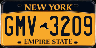 NY license plate GMV3209