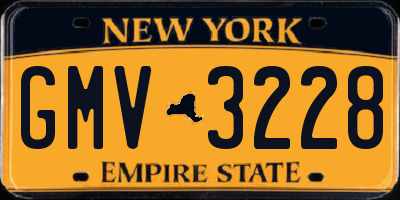 NY license plate GMV3228