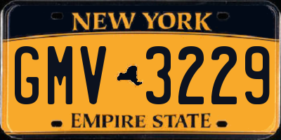 NY license plate GMV3229