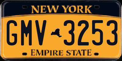 NY license plate GMV3253