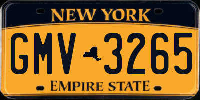 NY license plate GMV3265