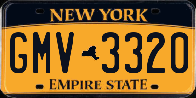 NY license plate GMV3320