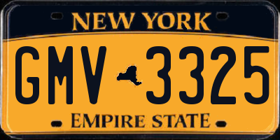 NY license plate GMV3325